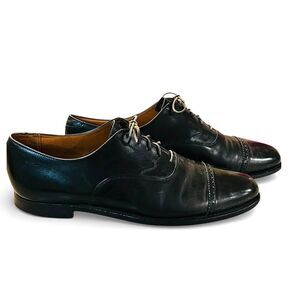 Brooks Brothers PEAL & CO Size 10.5 C Cap Toe Oxford Shoes Black Made in England